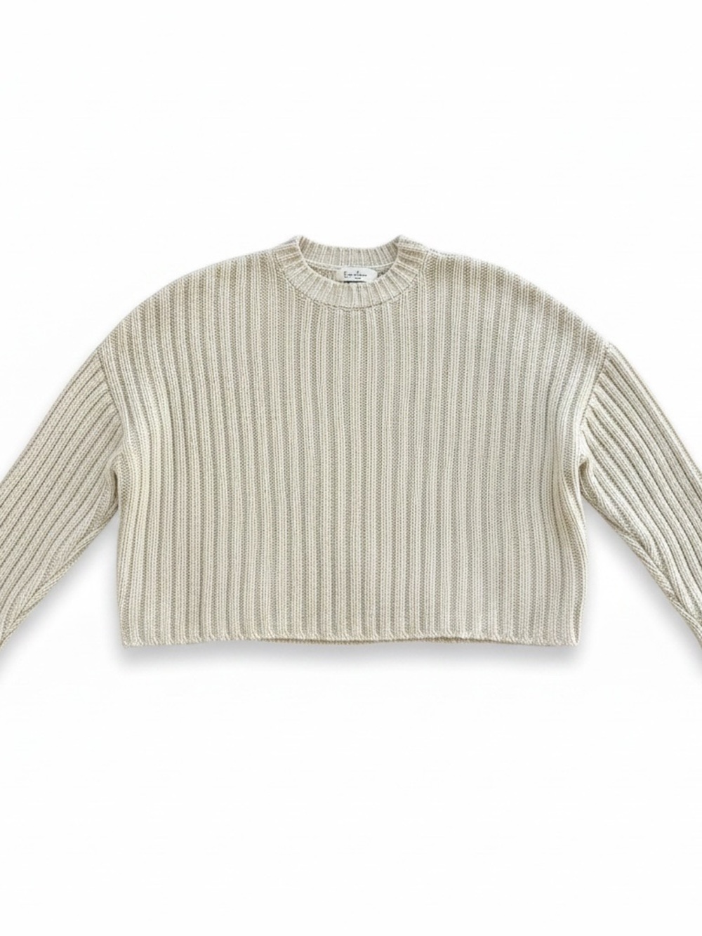 Jessica Simpson Ribbed Knit Sweater XS Beige Pullover Chic Minimalist